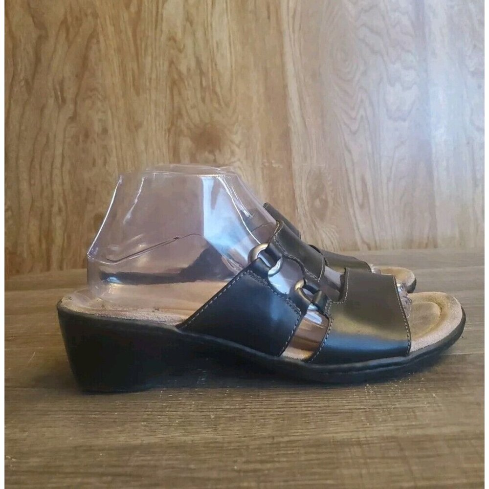 Earth Spirit Lissa Slide Sandals Womens Size 9 Black Double Strap